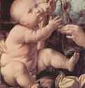 Мадонна с гвоздикой. Фрагмент. Младенец Иисус и гвоздика - 1478Дерево, маслоВозрождениеИталияМюнхен. Старая Пинакотека