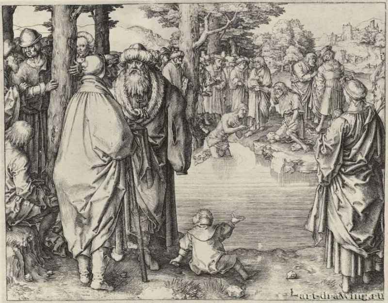 Крещение Христа. 1510 - Резцовая гравюра на меди. Вена. Собрание графики Альбертина. Нидерланды.