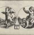 Путти-охотники. 1517 - Резцовая гравюра на меди. Вена. Собрание графики Альбертина. Нидерланды.