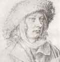 Портрет молодого человека в меховой шляпе. 1508 - 205 х 164 мм. Черный мел, отмывка желтоватым тоном, на бумаге. Лондон. Британский музей, Отдел гравюры и рисунка. Нидерланды.