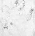 Женщина с мечом. 1640 - 314 х 238 мм Сангина на белой бумаге Париж Лувр, Кабинет рисунков Италия
