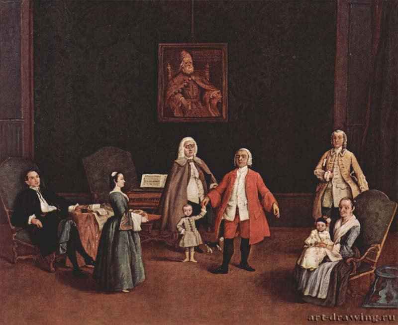 Венецианское семейство - 1760-176580 x 89 смХолст, маслоРококоИталияСегроминьо Монте. Частное собрание