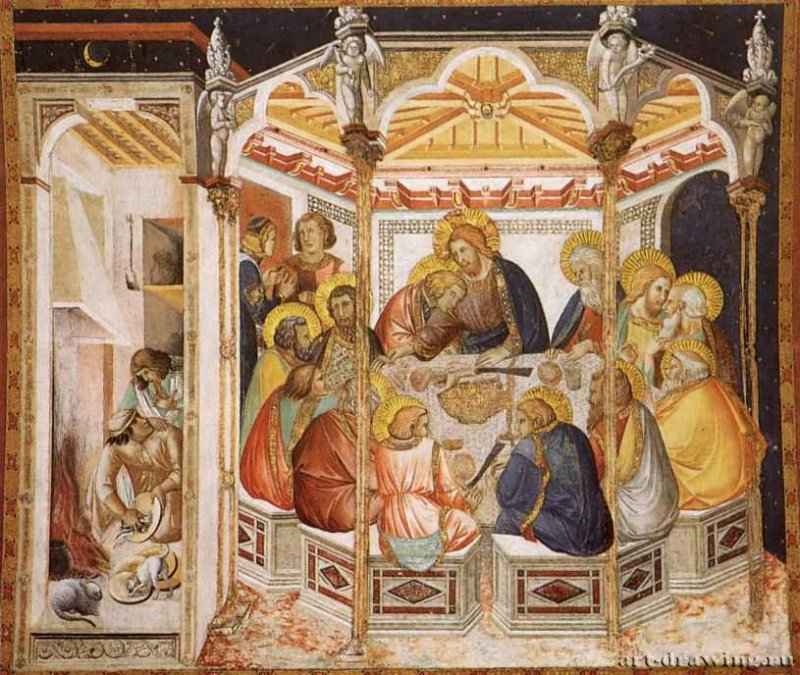 Тайная вечеря. До 1319 - Фреска. Ассизи. Сан Франческо, нижняя церковь.