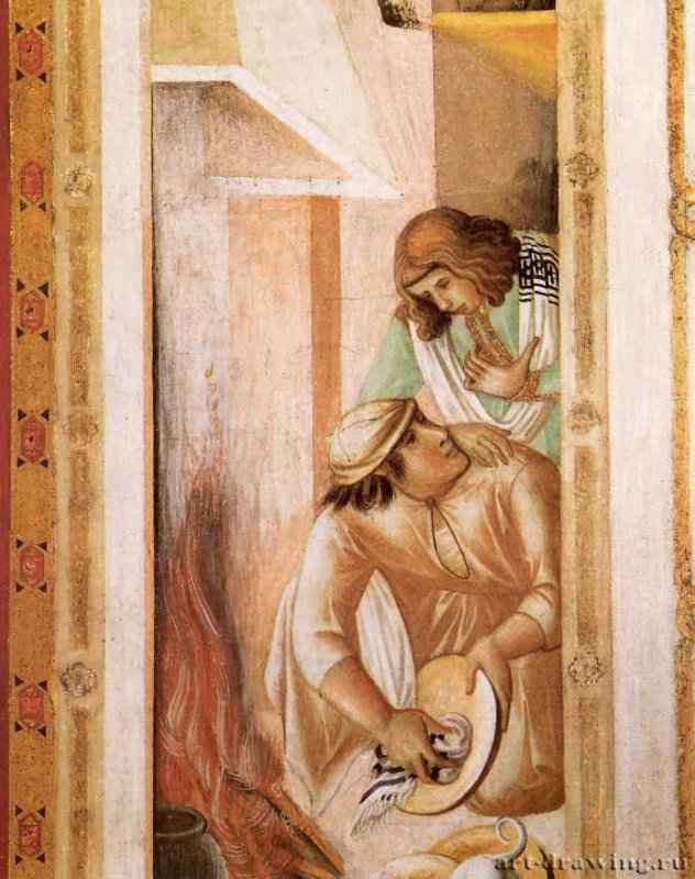 Тайная вечеря, фрагмент. До 1319 - Фреска. Ассизи. Сан Франческо, нижняя церковь.