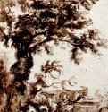 Дерево и римские руины. 1630-1638 - 317 х 219 мм. Перо бистром, отмывка, на бумаге. Лондон. Британский музей, Отдел гравюры и рисунка. Франция.