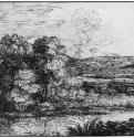 Пейзаж с группой деревьев у воды. 1655 - 181 x 245 мм. Перо коричневым тоном на бумаге. Франкфурт. Художественный институт Штеделя, Гравюрный кабинет. Франция.