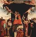 Мадонна на троне, ангелы и святые. Слева: свв. Иосиф и Бернард; справа: Иоанн Креститель и св. Антоний - 1521300 x 275 смХолст, маслоВозрождениеИталияБергамо. Сан Бернардино ин Пиньоло