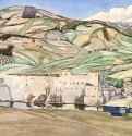 Пейзаж с холмами. Летний дворец арагонской королевы в восточных Пиренеях, 1924 - 1926 г. - Акварель; 8,1 x 43,2 см. Шотландия.