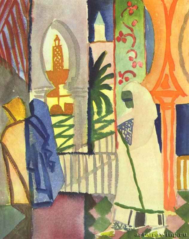 Во дворе мечети - 1910-191420 x 26 смАкварельЭкспрессионизмГерманияОбъединение художников "Синий всадник"