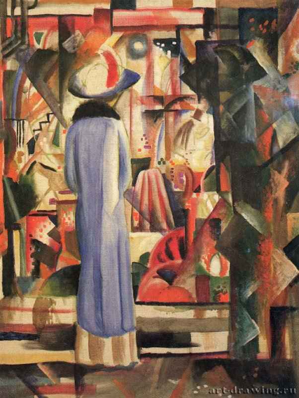 Большая освещенная витрина - 1912106,8 x 82,8 смХолст, маслоЭкспрессионизмГерманияГанновер. Музей ШпренгеляОбъединение художников "Синий всадник"