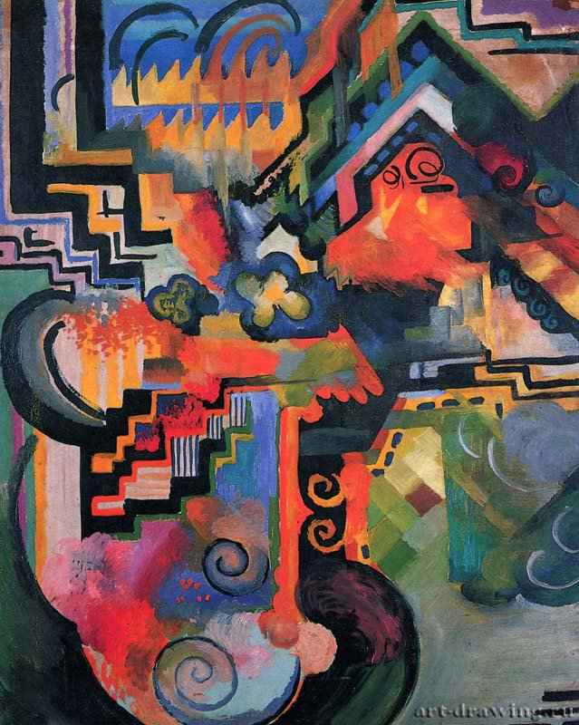 Цветовая композиция (Дань уважения Иоганну Себастьяну Баху) - 1912102 x 82 смКартон, маслоЭкспрессионизмГерманияЛюдвигсхафен. Музей Вильгельма ХакаОбъединение художников "Синий всадник"