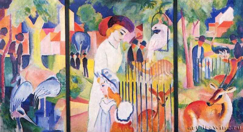 Большой зоопарк, триптих - 1913129,5 x 230,5 смХолст, маслоЭкспрессионизмГерманияДортмунд. Музей "Ам Остваль" ("На восточном валу")Объединение художников "Синий всадник"