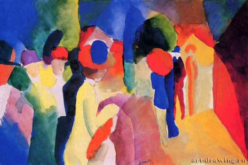 В желтом жакете - 191329,5 x 44,5 смАкварельЭкспрессионизмГерманияУльм. Ульмский музейОбъединение художников "Синий всадник"