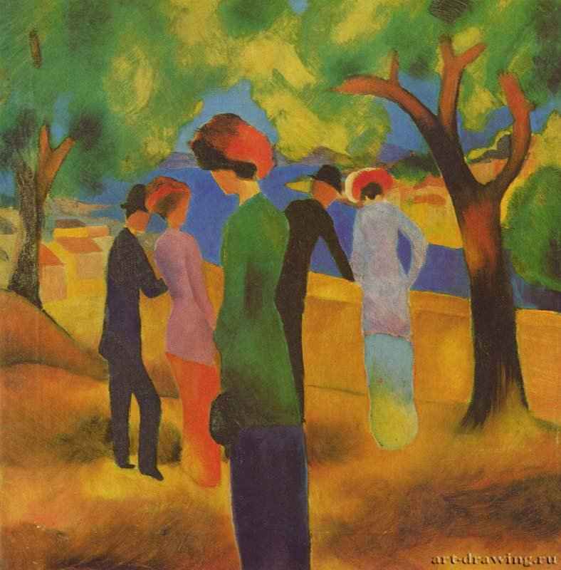 Дама в зеленом жакете - 191344 x 43 смХолстЭкспрессионизмГерманияКёльн. Музей Вальрафа-РихартцаОбъединение художников "Синий всадник"