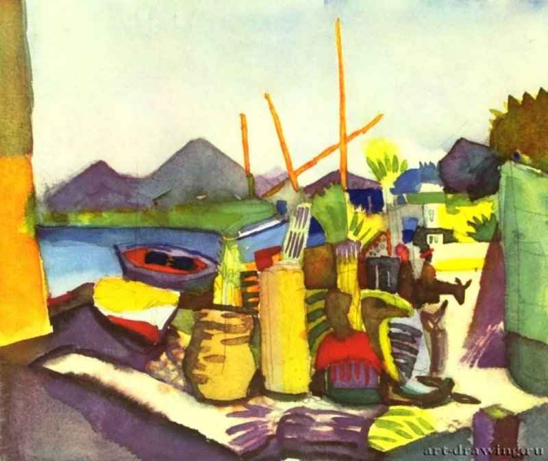 Пейзаж близ Хаммамета - 191424 x 20 смАкварельЭкспрессионизмГерманияОбъединение художников "Синий всадник"