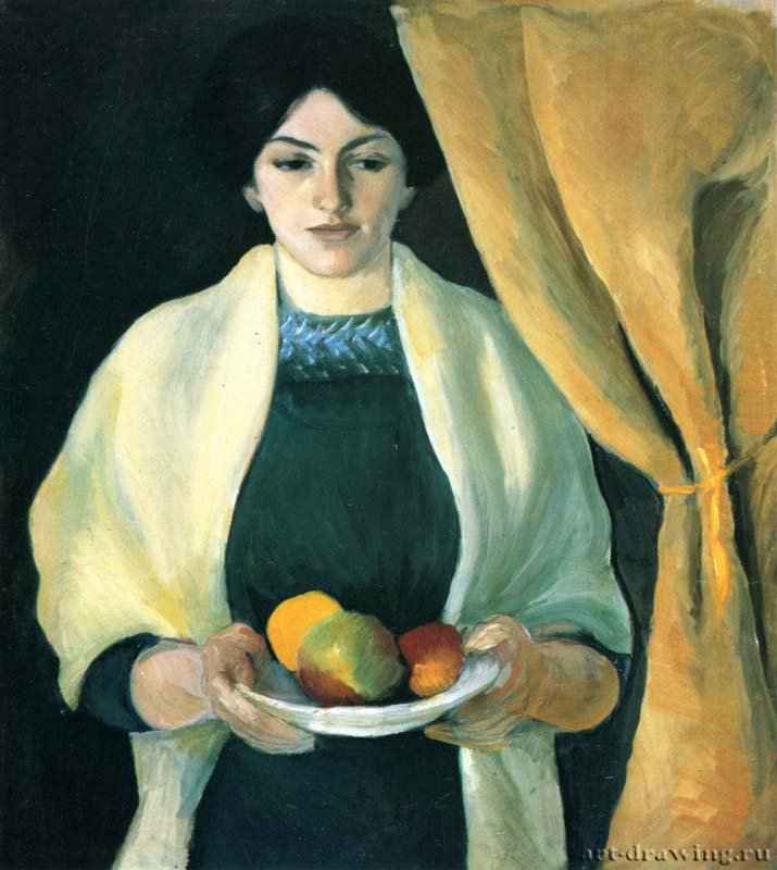 Портрет с яблоками (Портрет жены художника) - 190966 x 59,5 смХолст, маслоЭкспрессионизмГерманияМюнхен. Городская галерея в доме ЛенбахаОбъединение художников "Синий всадник"