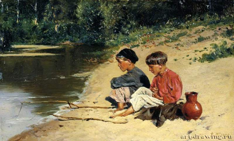 Рыбачки, 1886 г. - Холст, масло. Россия.