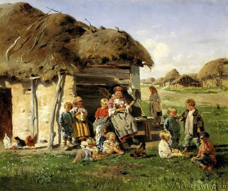 Крестьянские дети, 1890 г. - Холст, масло. Россия.