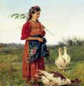 Девочка с гусями, 1875 г. - Холст, масло. Россия.