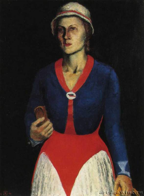 Портрет жены художника, 1934 г. - Холст, масло; 99,5 х 74,3 см. Государственный Русский музей. Санкт-Петербург. Россия.
