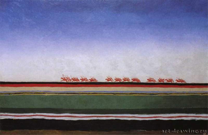 Красная конница, 1930 - 1931 г. - Холст, масло; 91 х 140 см. Государственный Русский музей. Санкт-Петербург. Россия.