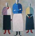 Три женщины, 1928 - 1932 г. - Бумага, масло; 57 х 48 см. Государственный Русский музей. Санкт-Петербург. Россия.
