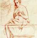 Женщина за туалетом. 1862 - 280 х 200 мм Сангина на бумаге Лондон. Галереи института Курто Франция
