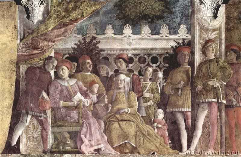 Цикл фресок в свадебном зале герцогского дворца в Мантуе. Двор герцога Гонзага - 1474ФрескаВозрождениеИталияМантуя. Палаццо Дукале (Герцогский дворец)Заказчик - Лодовико Гонзага