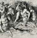 Битва морских божеств, правая часть. 1490-1506. - 328 х 440 мм. Резцовая гравюра на меди. Четсуорт (графство Дербишир). Девонширская коллекция.