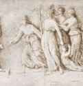 Клевета Апеллеса. Вторая половина 15 века - 207 х 380 мм. Перо коричневым тоном, подсветка белым, на бумаге. Лондон. Британский музей, Отдел гравюры и рисунка.