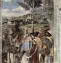 Цикл фресок в свадебном зале герцогского дворца в Мантуе. Встреча герцога Лодовико Гонзага с кардиналом Франческо Гонзага и его сыновьями - 1474ФрескаВозрождениеИталияМантуя. Палаццо Дукале (Герцогский дворец)Заказчик - Лодовико Гонзага