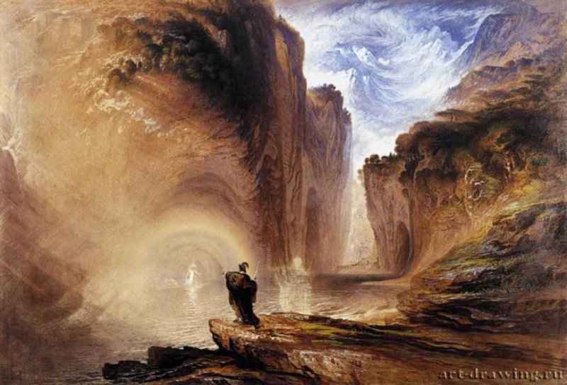 Манфред и фея Альп, 1837 г. - Акварель; 38,8 x 55,8 см. Манчестер. Художественная Галерея Уитворта. Великобритания.