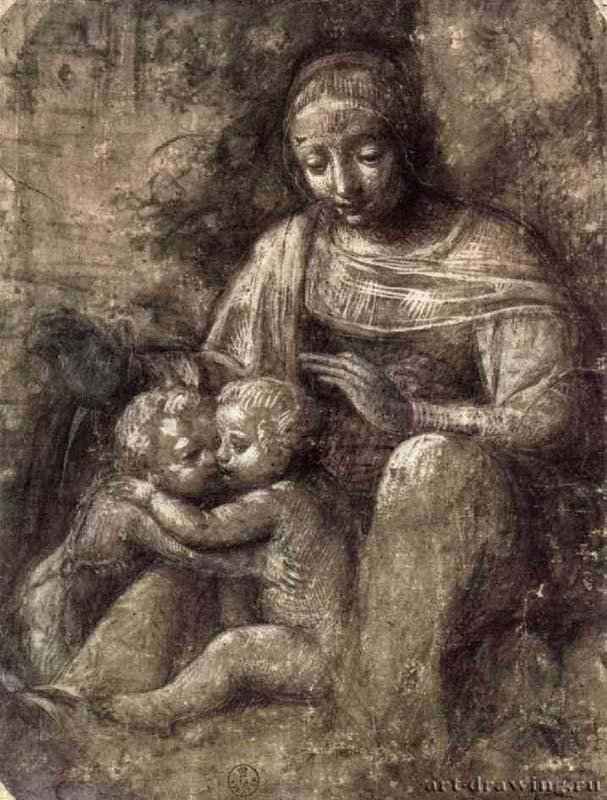 Сидящая юная дама. 1646-1650 - 140 х 144 мм Сангина, черный мел, отмывка коричневым тоном, на бумаге Париж Школа изящных искусств, личные коллекции Голландия