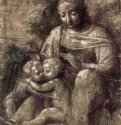 Сидящая юная дама. 1646-1650 - 140 х 144 мм Сангина, черный мел, отмывка коричневым тоном, на бумаге Париж Школа изящных искусств, личные коллекции Голландия