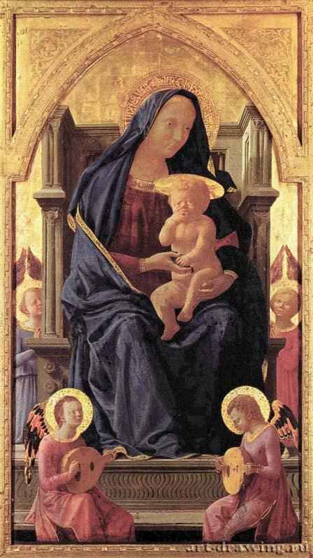 Полиптих для Санта Мария дель Кармине в Пизе, центральная часть. Мария с младенцем - 1426136 x 73 смДеревоВозрождениеИталияЛондон. Национальная галерея