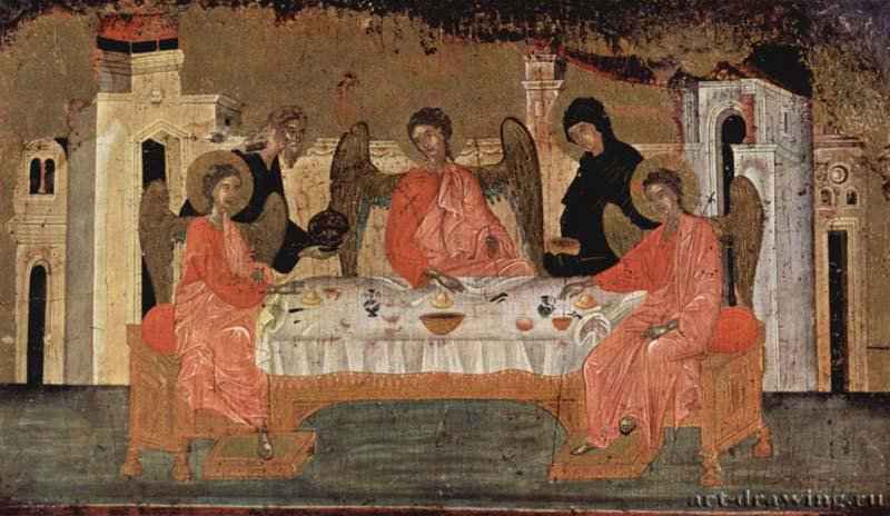 Мастер иконы Троицы: Ветхозаветная Троица. 16 век.