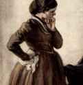 Эмилия Менцель, стоящая у рояля - 186629,2 x 22 смАкварель, бумагаРеализмГерманияШвайнфурт. Собрание Георга Шефера