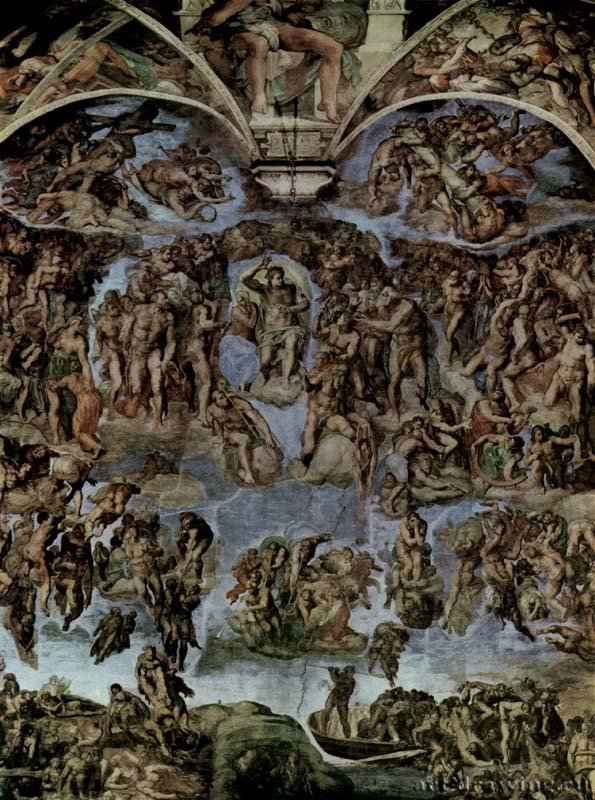 Страшный суд, фреска из Сикстинской капеллы, общий вид - 1535-1541ФрескаВозрождениеИталияРим. Ватикан, Сикстинская капеллаЗаказчик - папа Климент VII, написана при папе Павле III