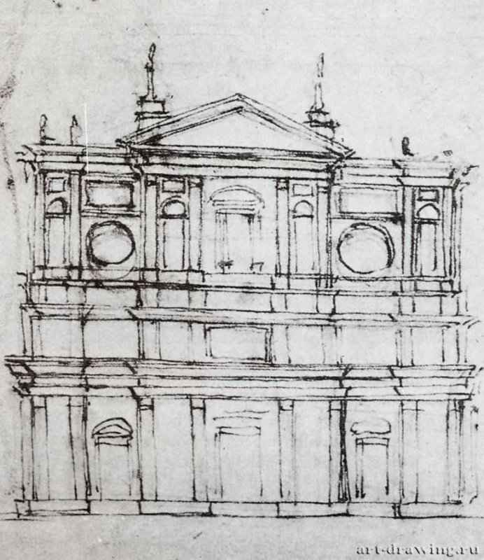 Сан Лоренцо. Проект фасада. 1516/1517-1519 - Флоренция. Дом Буонаротти.