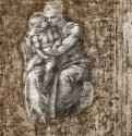 Мадонна с младенцем. 1503-1504 - 225 х 194 мм. Черный мел по рисунку сангиной, остатки бронзовой краски, на бумаге. Виндзорский замок. Королевская библиотека.