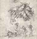 Падение Фаэтона. 1550-1564 - 313 х 217 мм. Черный мел на бумаге. Лондон. Британский музей, Отдел гравюры и рисунка.