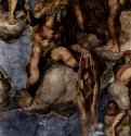 Страшный суд, фреска из Сикстинской капеллы. Фрагмент; Мученик, с которого сдирают кожу (предполагаемый автопортрет художника) - 1535-1541ФрескаВозрождениеИталияРим. Ватикан, Сикстинская капеллаЗаказчик - папа Климент VII, написана при папе Павле III