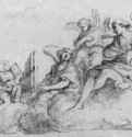 Ангельский концерт в облаках. 1650 - 227 x 349 мм. Перо коричневым тоном, отмывка, на бумаге. Франкфурт. Художественный институт Штеделя, Гравюрный кабинет. Франция.