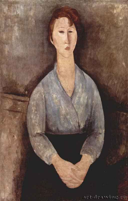 Сидящая женщина в белой блузе - 1919100 x 65 смХолст, маслоПарижская школаФранцияПариж. Частное собрание