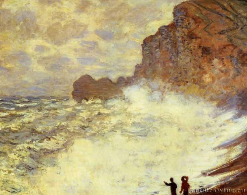 Этрета, между скалами, ветреная погода, 1884 - 1886 г. - Пастель, бумага. Частное собрание. Франция.