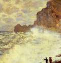 Этрета, между скалами, ветреная погода, 1884 - 1886 г. - Пастель, бумага. Частное собрание. Франция.