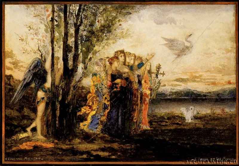 Амур и музы, 1873 г. - Акварель; 16,2 x 23,3 см. Париж. Лувр. Франция.
