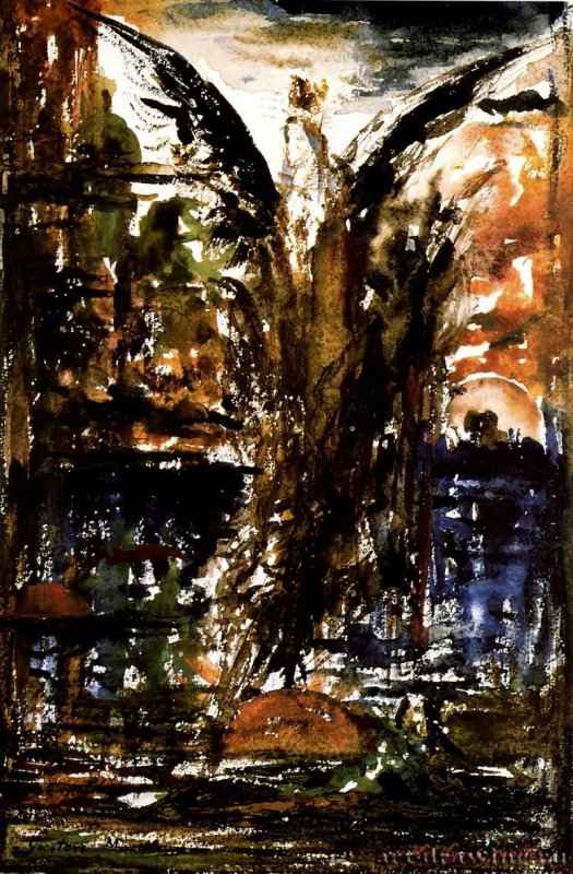 Мертвые лиры, 1897 г. - Акварель; 37,5 x 25 см. Париж. Музей Гюстава Моро. Франция.