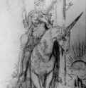 Персидский поэт на единороге. 1890 - 2170 х 977 мм Кисть на картоне Париж. Музей Гюстава Моро Символизм Франция