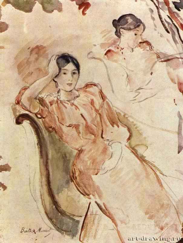 Портретные этюды Жанны Понтийон. 1893 - 290 х 220 мм Акварель по рисунку карандашом, на белой бумаге Гленко (штат Иллинойс). Собрание Пик Франция
